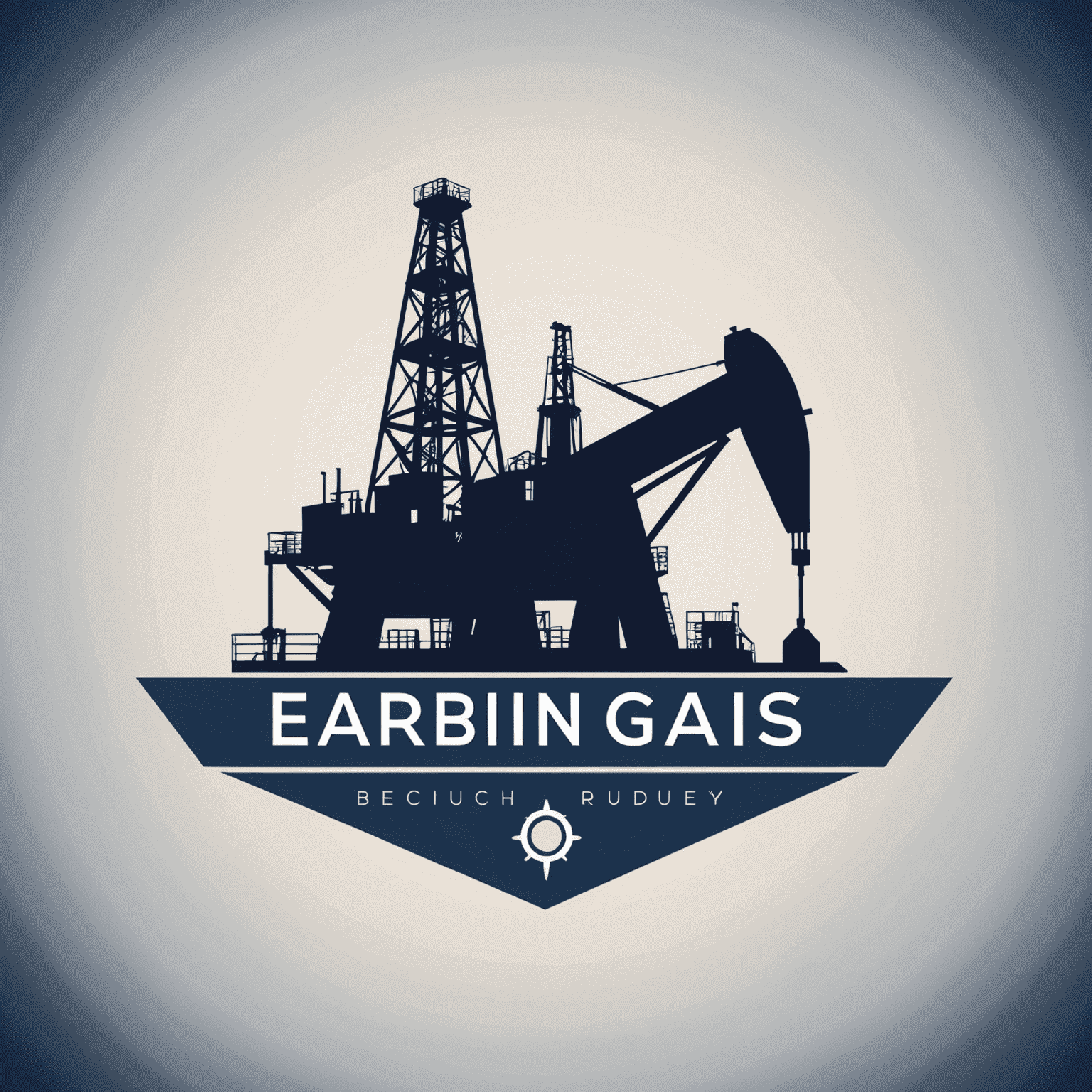 Oil and Gas Consulting firm logo featuring an oil rig silhouette and a sleek, modern typeface in deep navy blue