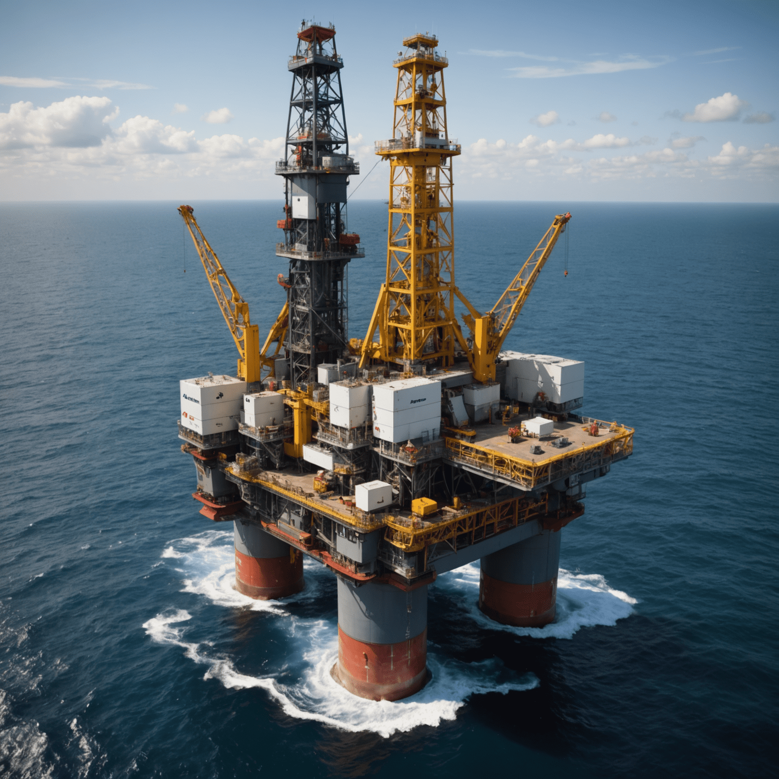 Advanced drilling rig operating in a challenging offshore environment, showcasing cutting-edge technology and efficiency in oil and gas extraction