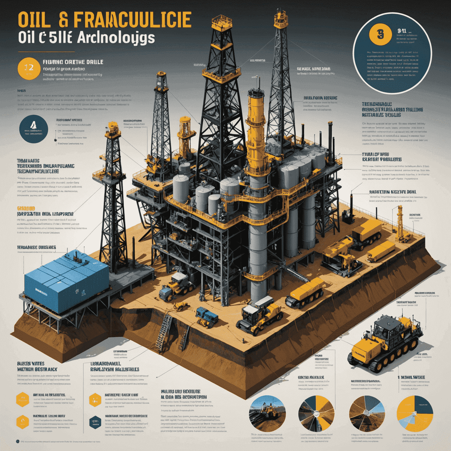 Infographic showcasing cutting-edge oil extraction technologies, including hydraulic fracturing and horizontal drilling techniques