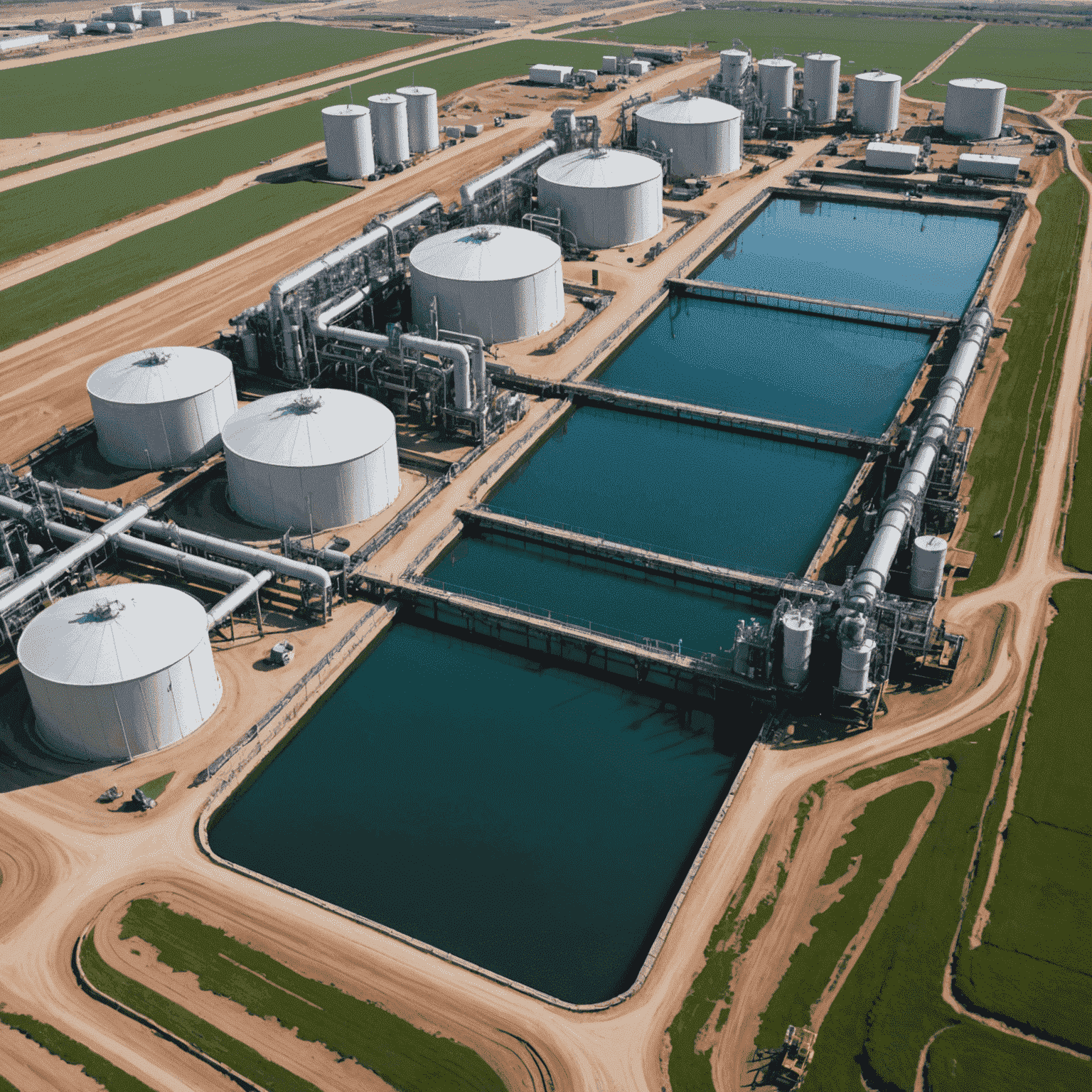 Advanced water treatment facility at an oil production site, showcasing sustainable water management practices in the industry